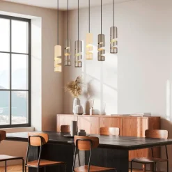 Moderne hanglamp zwart met taupe en beige 6-lichts - Stream