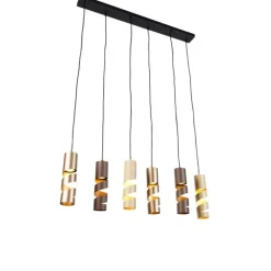 Moderne hanglamp zwart met taupe en beige 6-lichts - Stream