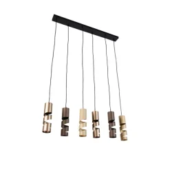 Moderne hanglamp zwart met taupe en beige 6-lichts - Stream