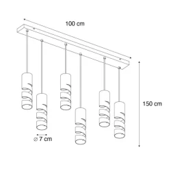 Moderne hanglamp zwart met taupe en beige 6-lichts - Stream
