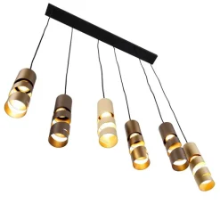 Moderne hanglamp zwart met taupe en beige 6-lichts - Stream