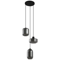 Moderne hanglamp zwart met smoke glas 3-lichts - Sheena