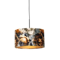 Moderne hanglamp zwart met kap bloemen 35 cm - Combi