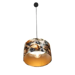 Moderne hanglamp zwart met kap bloemen 35 cm - Combi