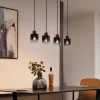 Moderne hanglamp zwart met smoke glas 4-lichts - Dame