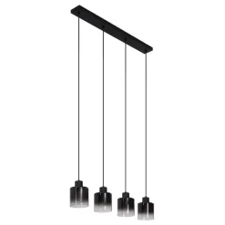 Moderne hanglamp zwart met smoke glas 4-lichts - Dame