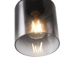 Moderne hanglamp zwart met smoke glas 4-lichts - Dame
