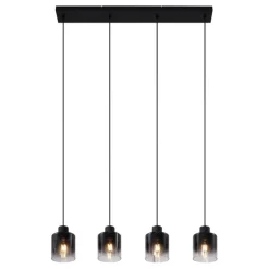 Moderne hanglamp zwart met smoke glas 4-lichts - Dame
