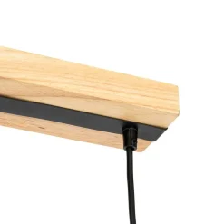 Moderne hanglamp zwart met hout 5-lichts - Jeana
