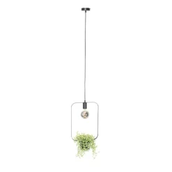 Moderne hanglamp zwart met glas rechthoekig - Roslini