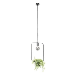 Moderne hanglamp zwart met glas rechthoekig - Roslini