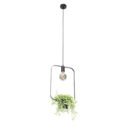Moderne hanglamp zwart met glas rechthoekig - Roslini
