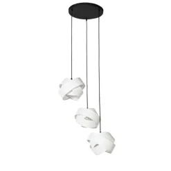 Moderne hanglamp zwart met wit 3-lichts - Cloth