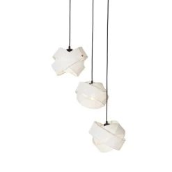 Moderne hanglamp zwart met wit 3-lichts - Cloth