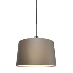 Moderne hanglamp zwart met kap 45 cm taupe - Combi 1