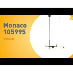 Moderne hanglamp zwart met mat glas 6-lichts - Monaco