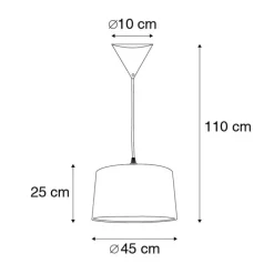 Moderne hanglamp zwart met witte kap 45 cm - Pendel