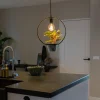 Moderne hanglamp zwart met glas rond - Roslini