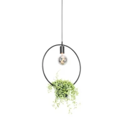 Moderne hanglamp zwart met glas rond - Roslini
