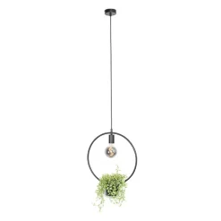 Moderne hanglamp zwart met glas rond - Roslini