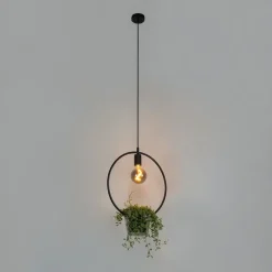 Moderne hanglamp zwart met glas rond - Roslini