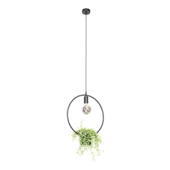 Moderne hanglamp zwart met glas rond - Roslini