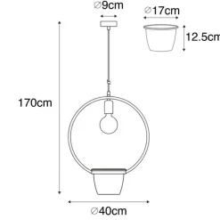 Moderne hanglamp zwart met glas rond - Roslini