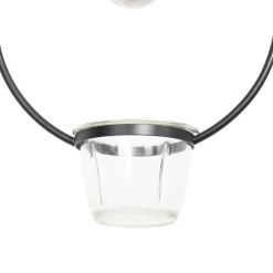 Moderne hanglamp zwart met glas rond - Roslini