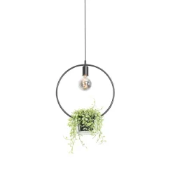 Moderne hanglamp zwart met glas rond - Roslini