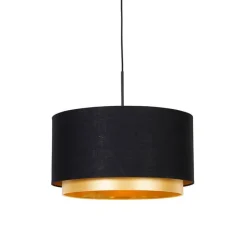 Moderne hanglamp zwart met goud 47 cm duo kap - Combi
