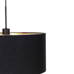 Moderne hanglamp zwart met goud 47 cm duo kap - Combi