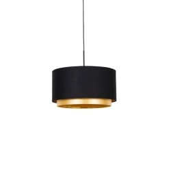 Moderne hanglamp zwart met goud 47 cm duo kap - Combi