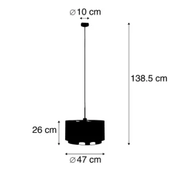 Moderne hanglamp zwart met goud 47 cm duo kap - Combi