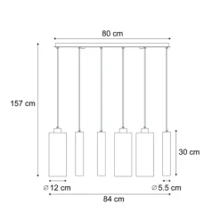 Moderne hanglamp zwart met smoke glas 6-lichts - Duplantis
