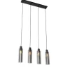 Moderne hanglamp zwart met smoke glas 4-lichts - Stavelot