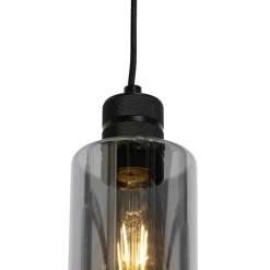 Moderne hanglamp zwart met smoke glas 4-lichts - Stavelot