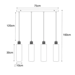 Moderne hanglamp zwart met smoke glas 4-lichts - Stavelot