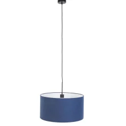 Moderne hanglamp zwart met antiek blauwe kap 50 cm - Combi 1