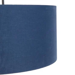Moderne hanglamp zwart met antiek blauwe kap 50 cm - Combi 1