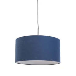 Moderne hanglamp zwart met antiek blauwe kap 50 cm - Combi 1