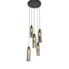 Moderne hanglamp zwart met smoke glas 5-lichts - Stavelot