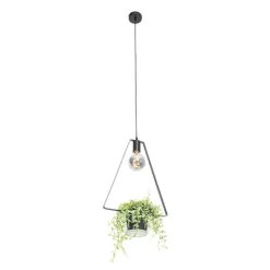 Moderne hanglamp zwart met glas driehoekig - Roslini
