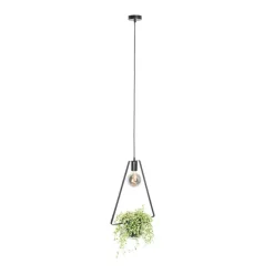 Moderne hanglamp zwart met glas driehoekig - Roslini