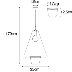 Moderne hanglamp zwart met glas driehoekig - Roslini
