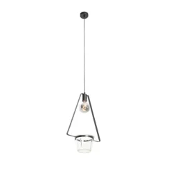 Moderne hanglamp zwart met glas driehoekig - Roslini