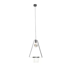 Moderne hanglamp zwart met glas driehoekig - Roslini
