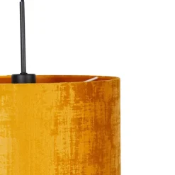 Moderne hanglamp zwart met kap geel 35 cm - Combi
