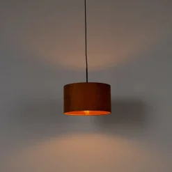 Moderne hanglamp zwart met kap geel 35 cm - Combi