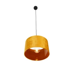 Moderne hanglamp zwart met kap geel 35 cm - Combi