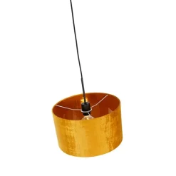 Moderne hanglamp zwart met kap geel 35 cm - Combi